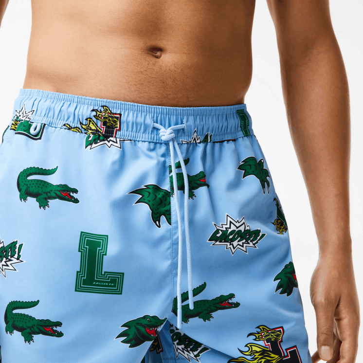 Lacoste mesh gevoerde zwembroek 0828H1669 blauw wit eep Heren