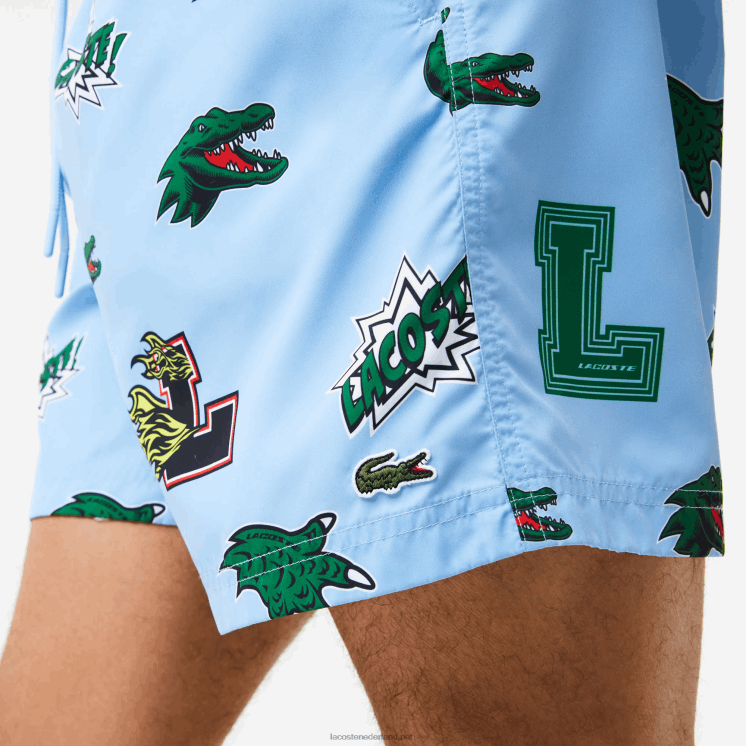 Lacoste mesh gevoerde zwembroek 0828H1669 blauw wit eep Heren