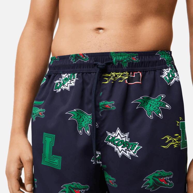 Lacoste mesh gevoerde zwembroek 0828H1670 marineblauw wit qrn Heren