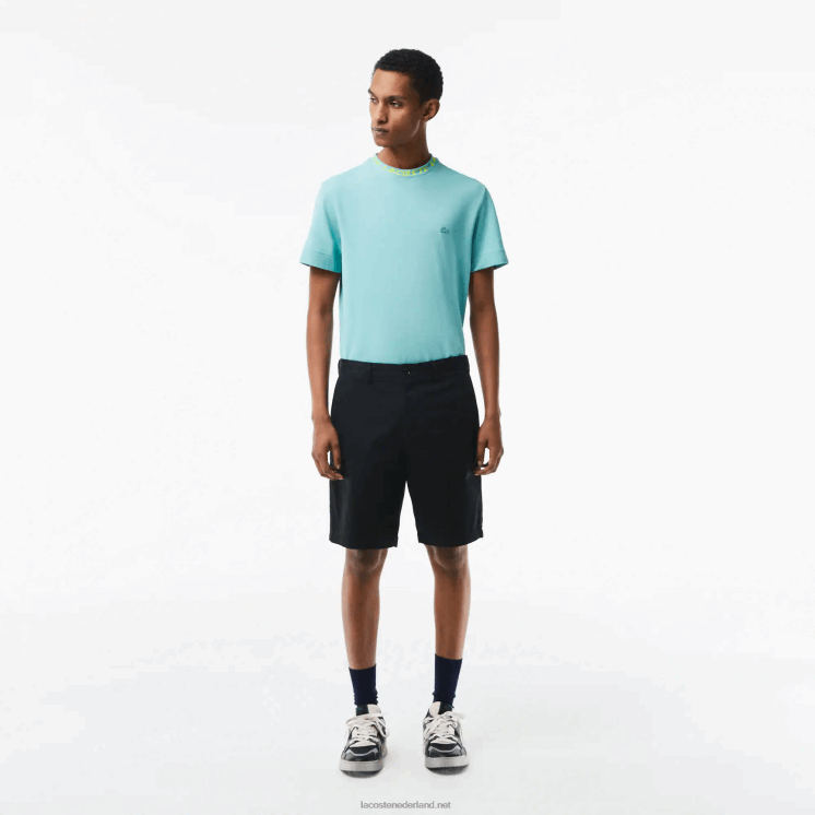 Lacoste regular fit bermuda van biologisch katoen met stretch 0828H435 zwart 031 Heren