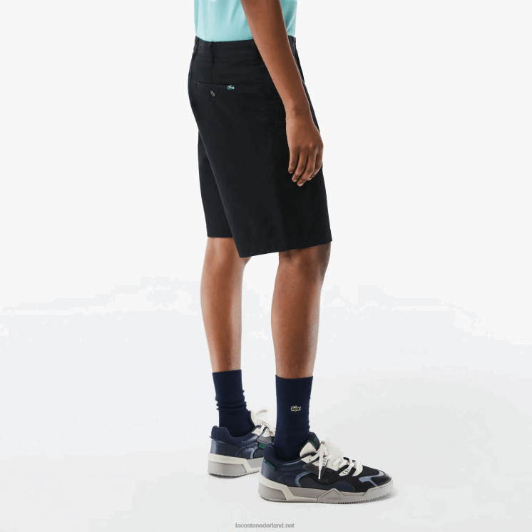 Lacoste regular fit bermuda van biologisch katoen met stretch 0828H435 zwart 031 Heren