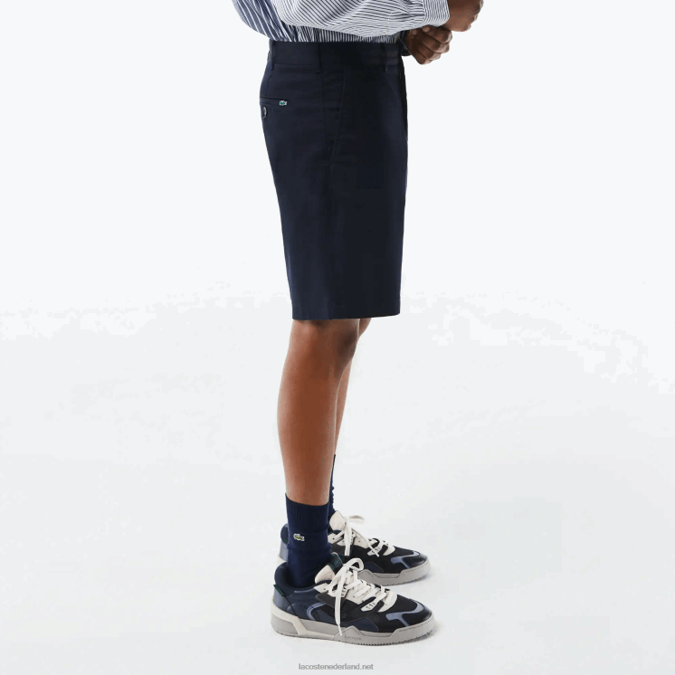 Lacoste regular fit bermuda van biologisch katoen met stretch 0828H436 marineblauw hde Heren