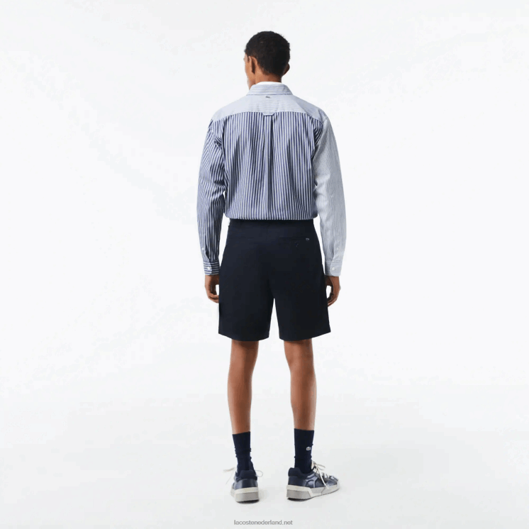 Lacoste regular fit bermuda van biologisch katoen met stretch 0828H436 marineblauw hde Heren