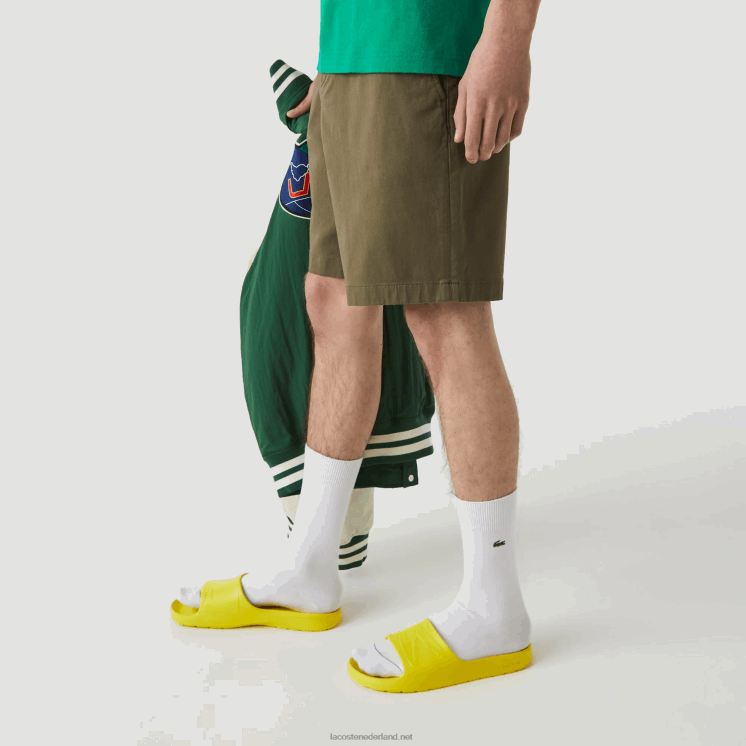 Lacoste regular fit bermuda van biologisch katoen met stretch 0828H437 kakigroen 316 Heren