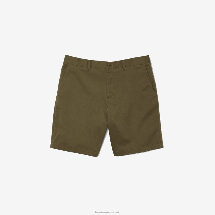 Lacoste regular fit bermuda van biologisch katoen met stretch 0828H437 kakigroen 316 Heren