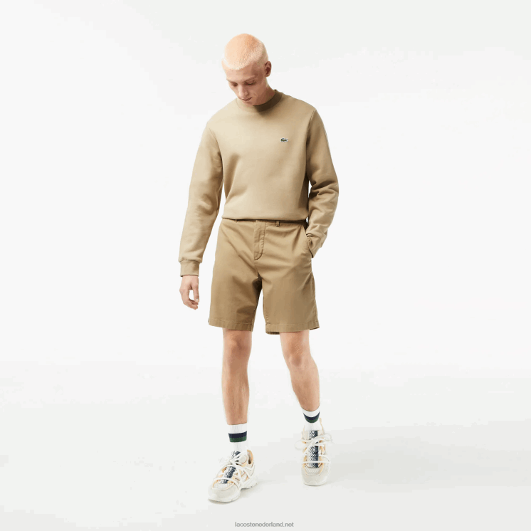 Lacoste regular fit bermuda van biologisch katoen met stretch 0828H438 beige cb8 Heren