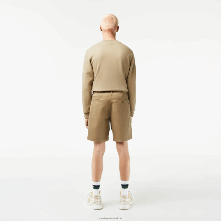 Lacoste regular fit bermuda van biologisch katoen met stretch 0828H438 beige cb8 Heren