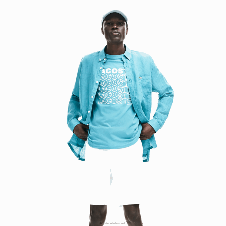Lacoste regular fit bermuda van katoengabardine 0828H1618 wit 001 Heren