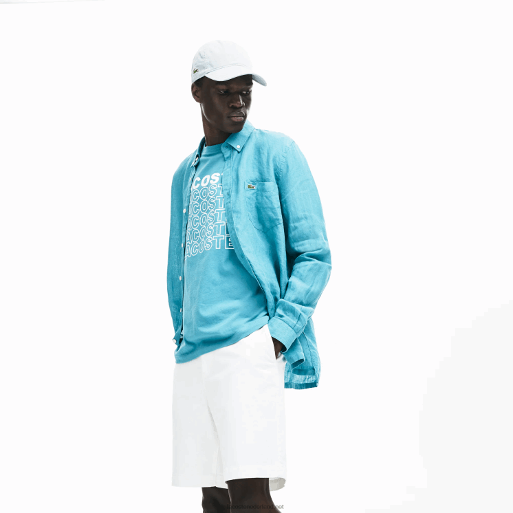 Lacoste regular fit bermuda van katoengabardine 0828H1618 wit 001 Heren