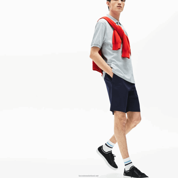 Lacoste regular fit bermuda van katoengabardine 0828H1619 marineblauw 166 Heren