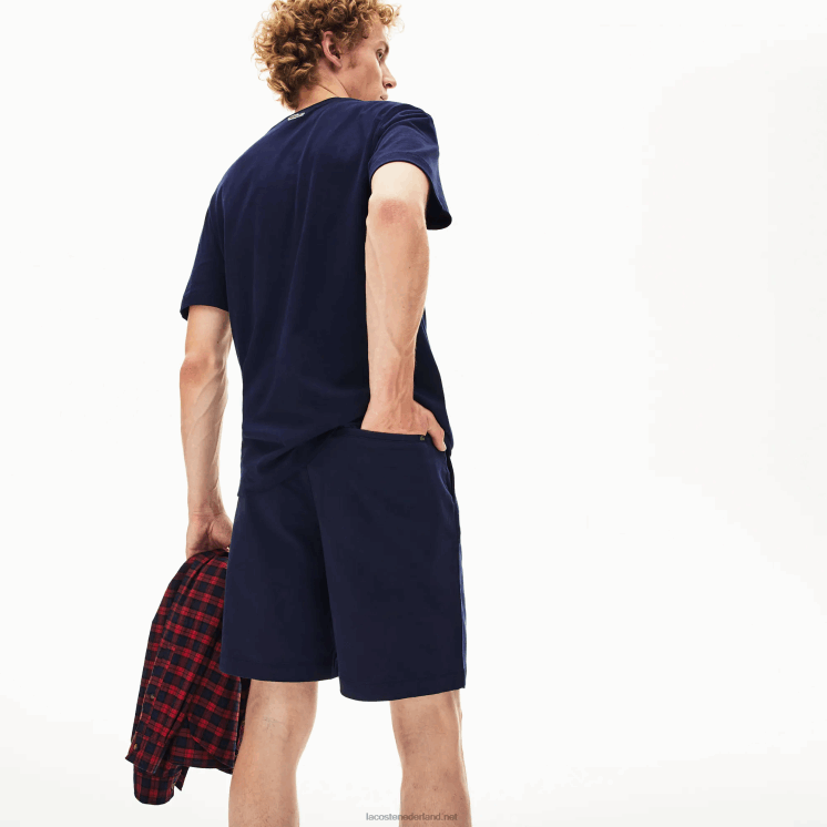 Lacoste regular fit bermuda van katoengabardine 0828H1619 marineblauw 166 Heren