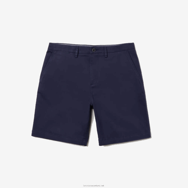 Lacoste regular fit bermuda van katoengabardine 0828H1619 marineblauw 166 Heren