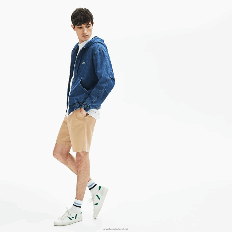 Lacoste regular fit bermuda van katoengabardine 0828H1620 beige 02s Heren