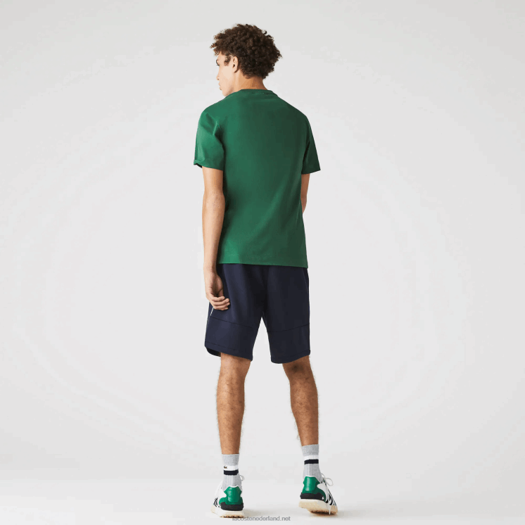 Lacoste short van katoenfleecemix met merkbanden 0828H1538 marineblauw 166 Heren