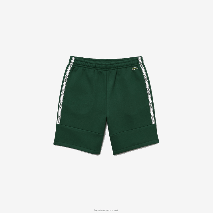 Lacoste short van katoenfleecemix met merkbanden 0828H1539 groen 132 Heren