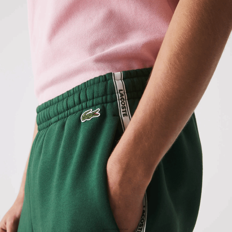 Lacoste short van katoenfleecemix met merkbanden 0828H1539 groen 132 Heren