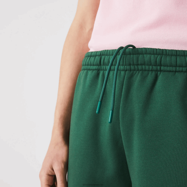 Lacoste short van katoenfleecemix met merkbanden 0828H1539 groen 132 Heren