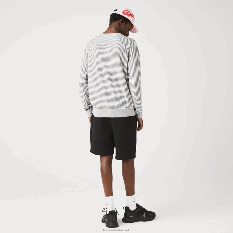 Lacoste short van katoenfleecemix met merkbanden 0828H1540 zwart 031 Heren