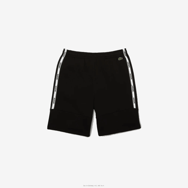 Lacoste short van katoenfleecemix met merkbanden 0828H1540 zwart 031 Heren