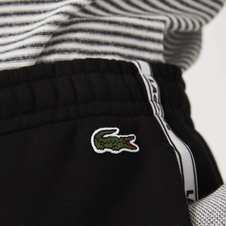 Lacoste short van katoenfleecemix met merkbanden 0828H1540 zwart 031 Heren