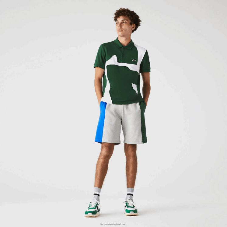 Lacoste short van katoenfleecemix met merknaam 0828H1514 grijs chine blauw groen hkb Heren