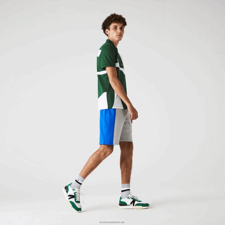 Lacoste short van katoenfleecemix met merknaam 0828H1514 grijs chine blauw groen hkb Heren