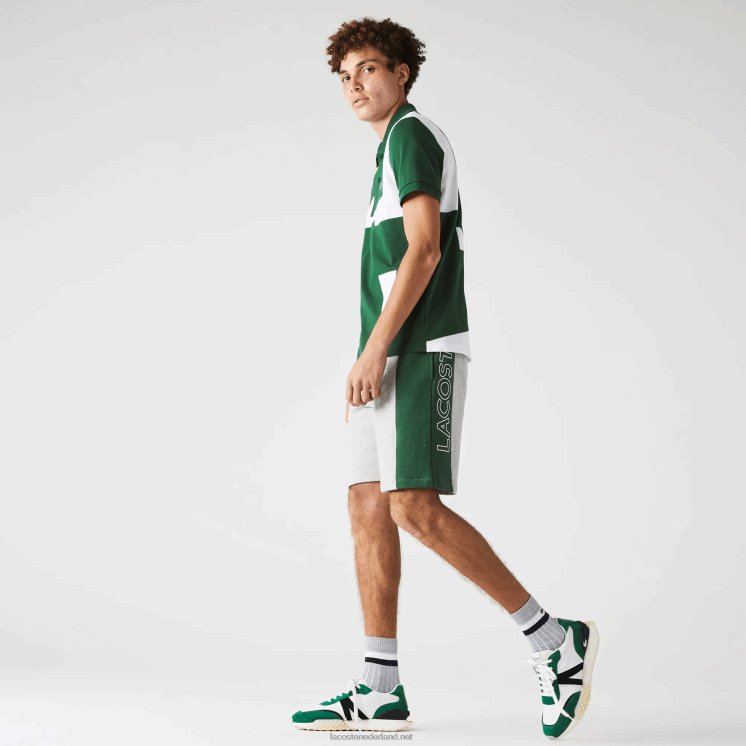 Lacoste short van katoenfleecemix met merknaam 0828H1514 grijs chine blauw groen hkb Heren