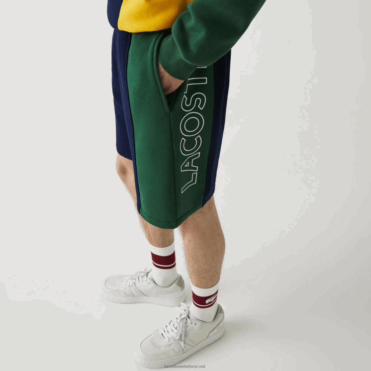 Lacoste short van katoenfleecemix met merknaam 0828H1515 marineblauw rood groen zw Heren