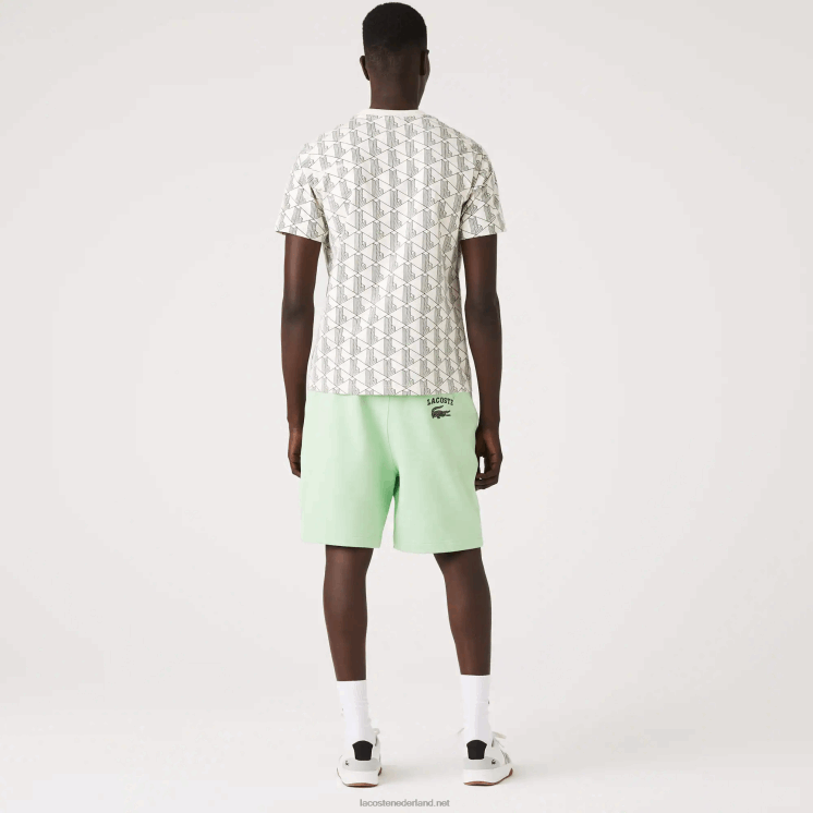 Lacoste short van live katoenfleece met erfgoedprint 0828H1585 groene hihi Heren
