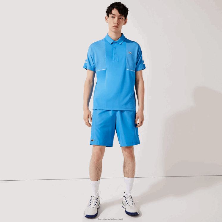 Lacoste shorts met sportprint aan de zijkant 0828H1595 blauw wit 8px Heren