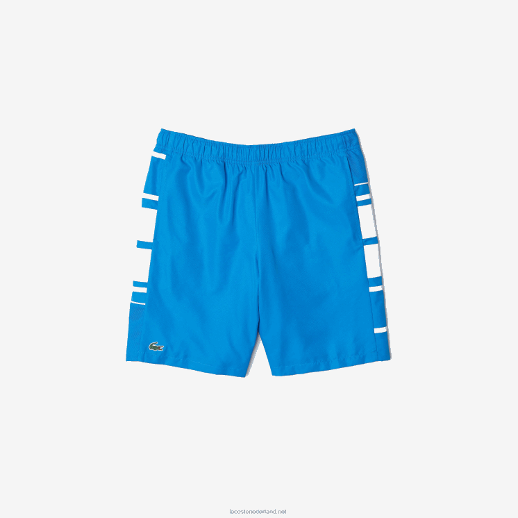 Lacoste shorts met sportprint aan de zijkant 0828H1595 blauw wit 8px Heren