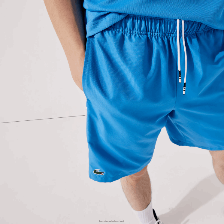 Lacoste shorts met sportprint aan de zijkant 0828H1595 blauw wit 8px Heren