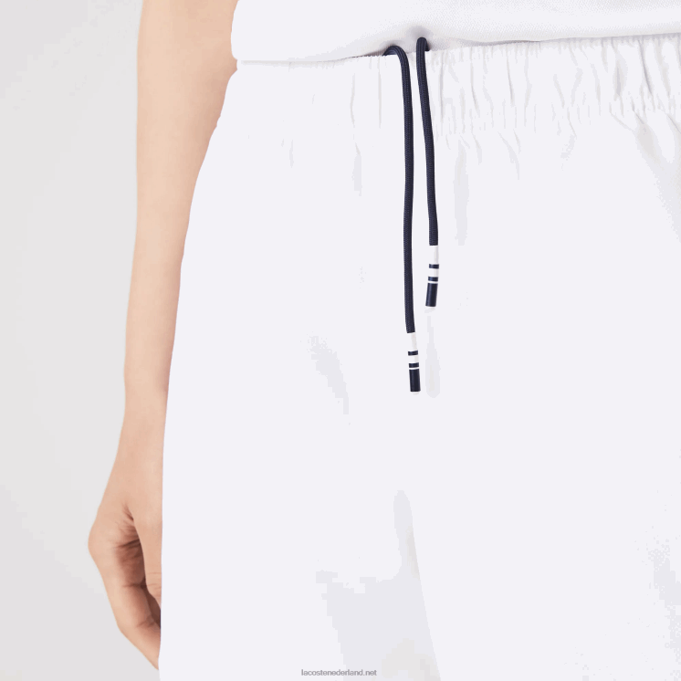 Lacoste shorts met sportprint aan de zijkant 0828H1596 wit marineblauw 522 Heren
