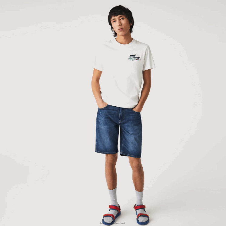Lacoste slim fit denim bermuda van stretchkatoen 0828H1644 blauwe mk9 Heren