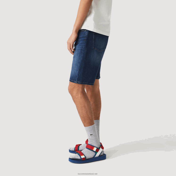 Lacoste slim fit denim bermuda van stretchkatoen 0828H1644 blauwe mk9 Heren