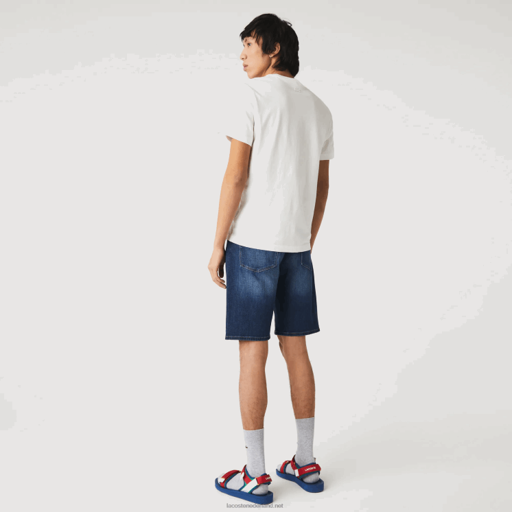 Lacoste slim fit denim bermuda van stretchkatoen 0828H1644 blauwe mk9 Heren