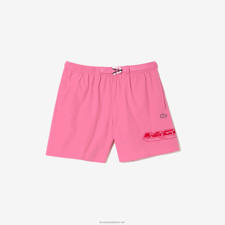 Lacoste sneldrogende zwembroek met logostreep 0828H527 roze 2r3 Heren