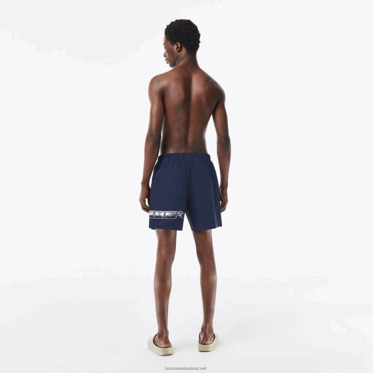 Lacoste sneldrogende zwembroek met logostreep 0828H528 blauwe kxe Heren