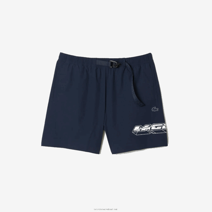 Lacoste sneldrogende zwembroek met logostreep 0828H528 blauwe kxe Heren
