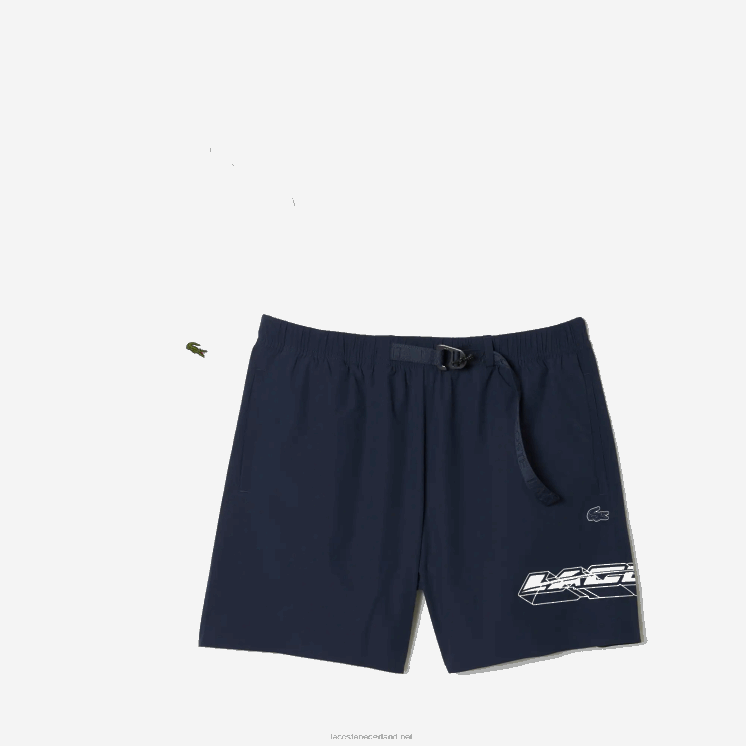 Lacoste sneldrogende zwembroek met logostreep 0828H528 blauwe kxe Heren