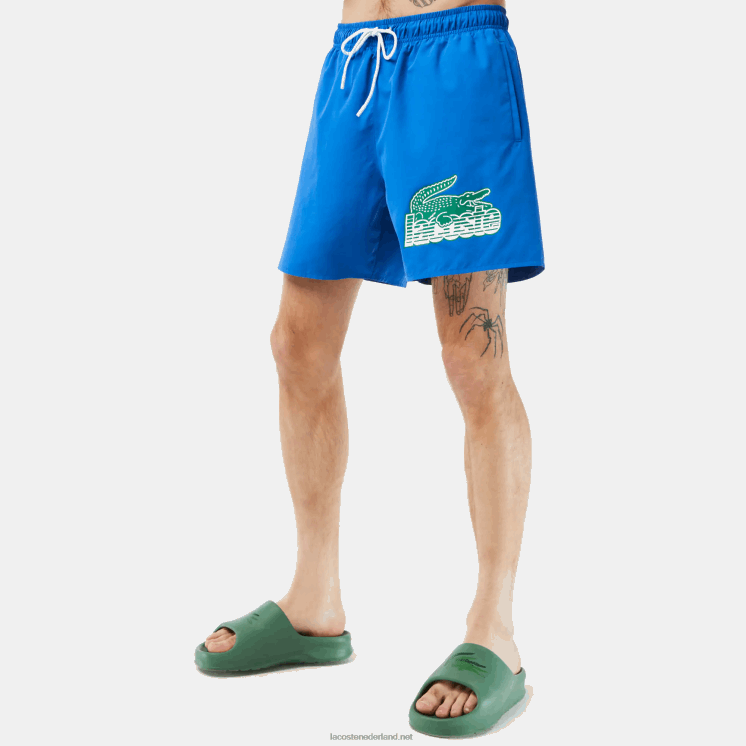 Lacoste sneldrogende zwembroek met reistas 0828H518 blauwe kxb Heren
