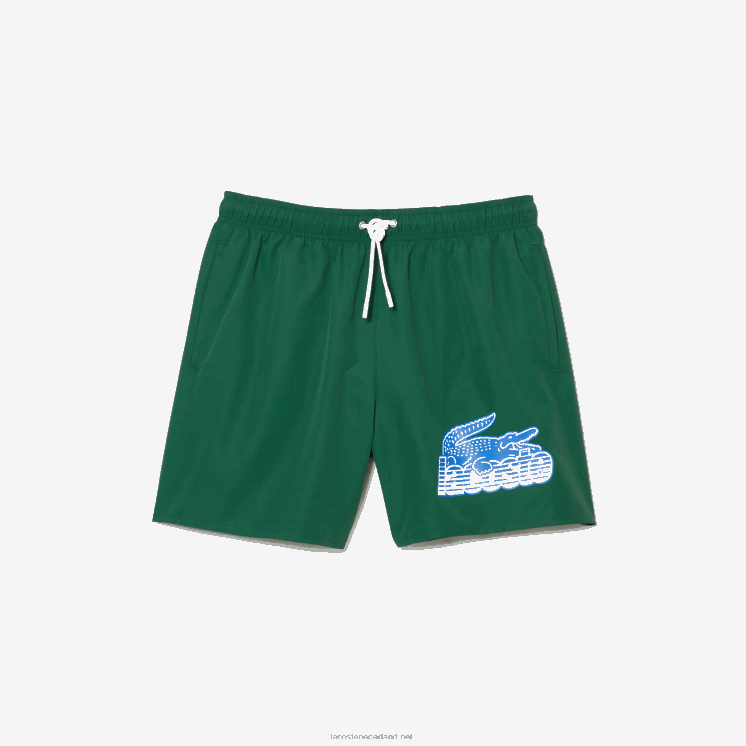 Lacoste sneldrogende zwembroek met reistas 0828H519 groen 132 Heren