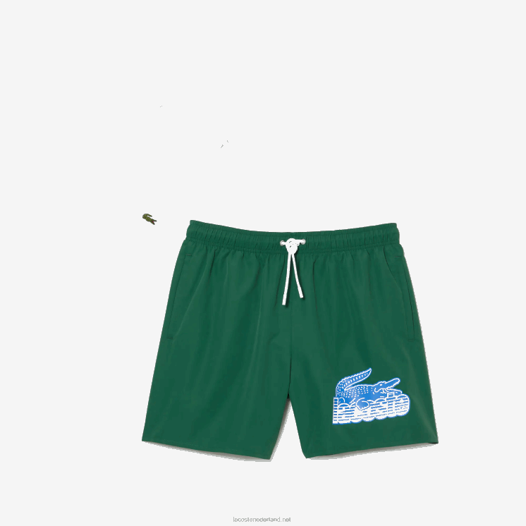 Lacoste sneldrogende zwembroek met reistas 0828H519 groen 132 Heren