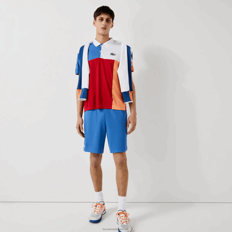Lacoste sport contrasterende elastische taille jacquard shorts 0828H1564 blauw zwart wit x0b Heren
