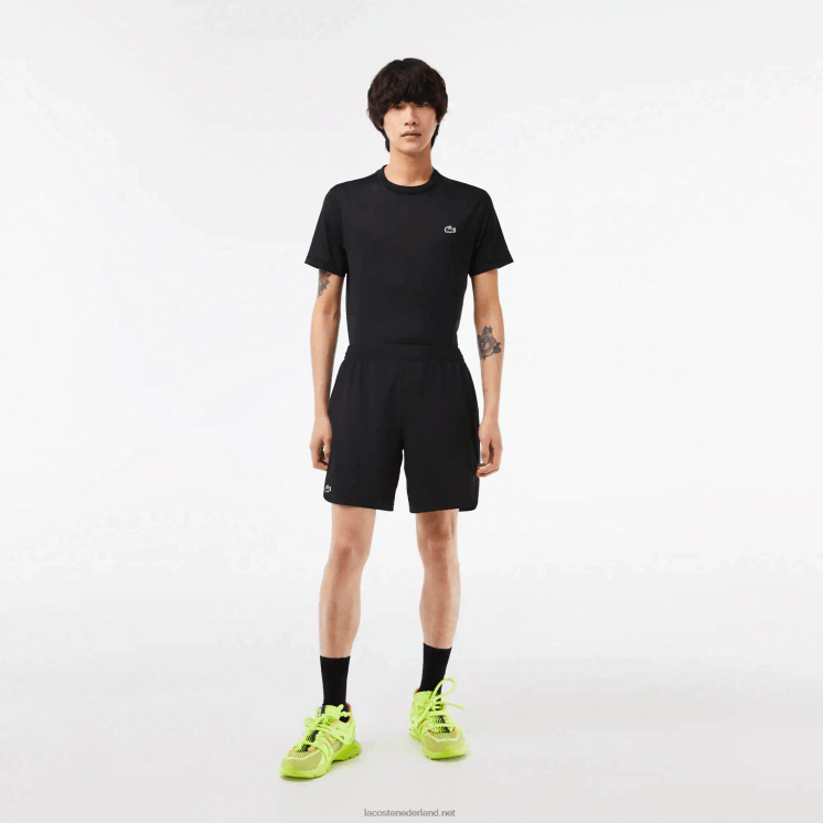Lacoste sport geruite short van stretch mesh 0828H458 zwart 8vm Heren