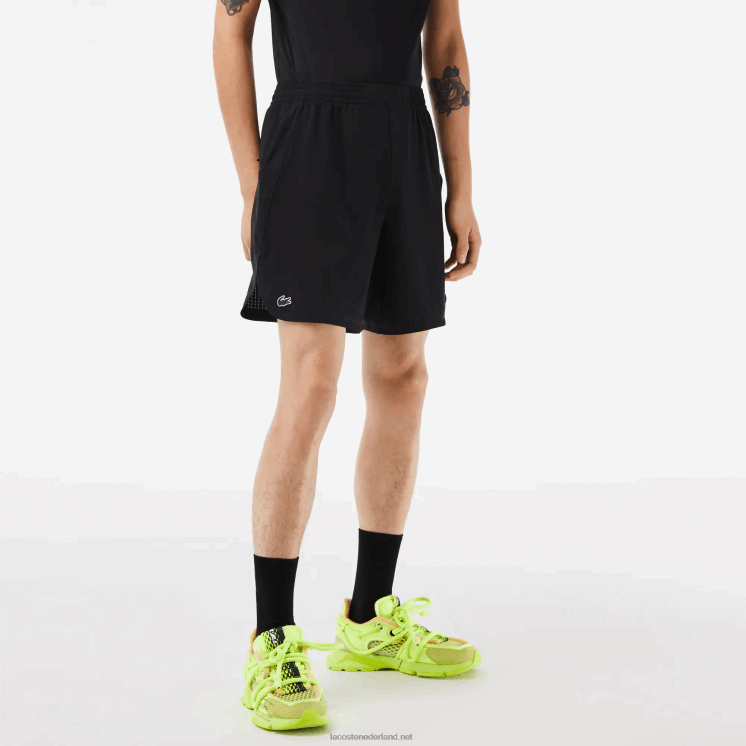 Lacoste sport geruite short van stretch mesh 0828H458 zwart 8vm Heren