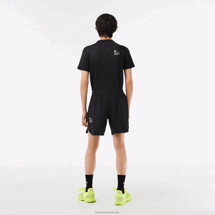 Lacoste sport geruite short van stretch mesh 0828H458 zwart 8vm Heren