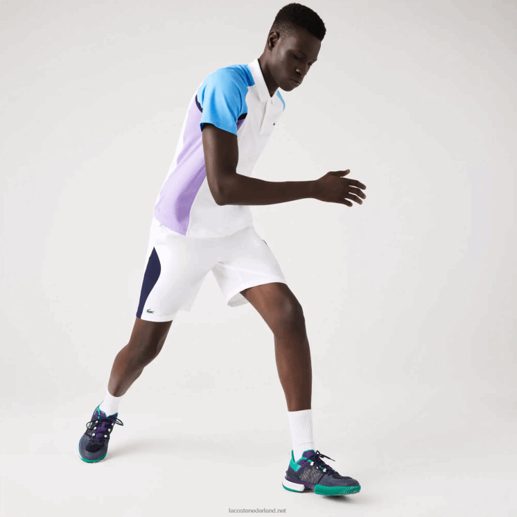 Lacoste sport regular fit naadloze tennisshort 0828H1330 wit marineblauw 522 Heren