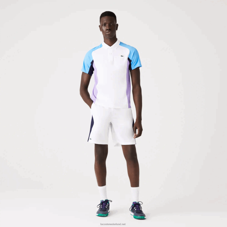Lacoste sport regular fit naadloze tennisshort 0828H1330 wit marineblauw 522 Heren