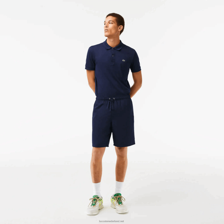 Lacoste sport tennis effen diamant geweven shorts 0828H1441 marineblauw 166 Heren